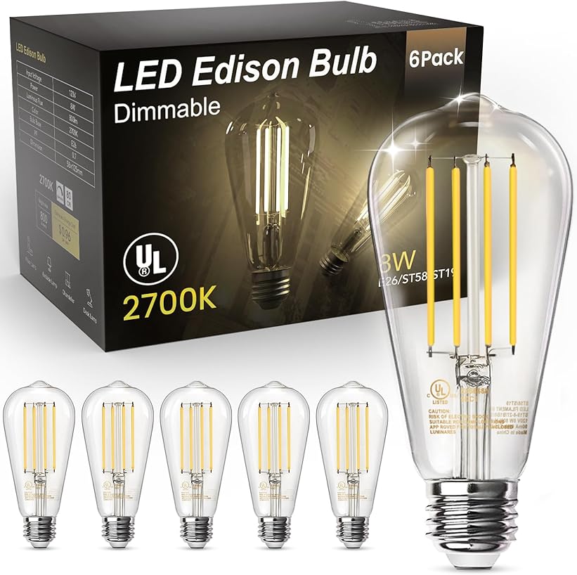 TJOY Equivalent Dimmable Decorative Filament Edison Light Bulbs
